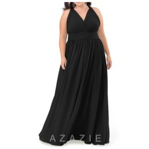 Azazie Glenna Bridesmaid Dress in Black Size 20